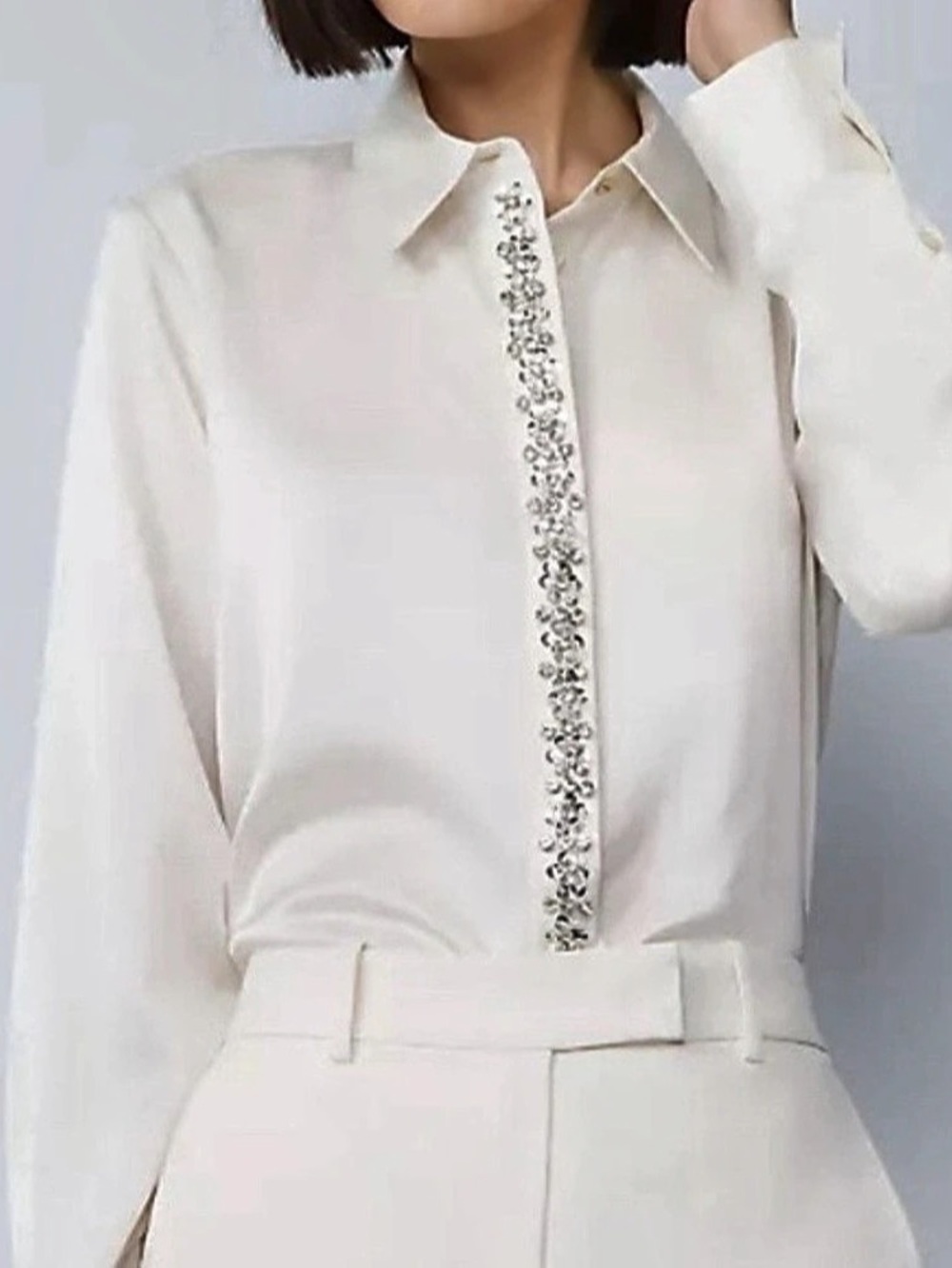 Ann Taylor Embellished Button Down Shirt in White Size XS NWT